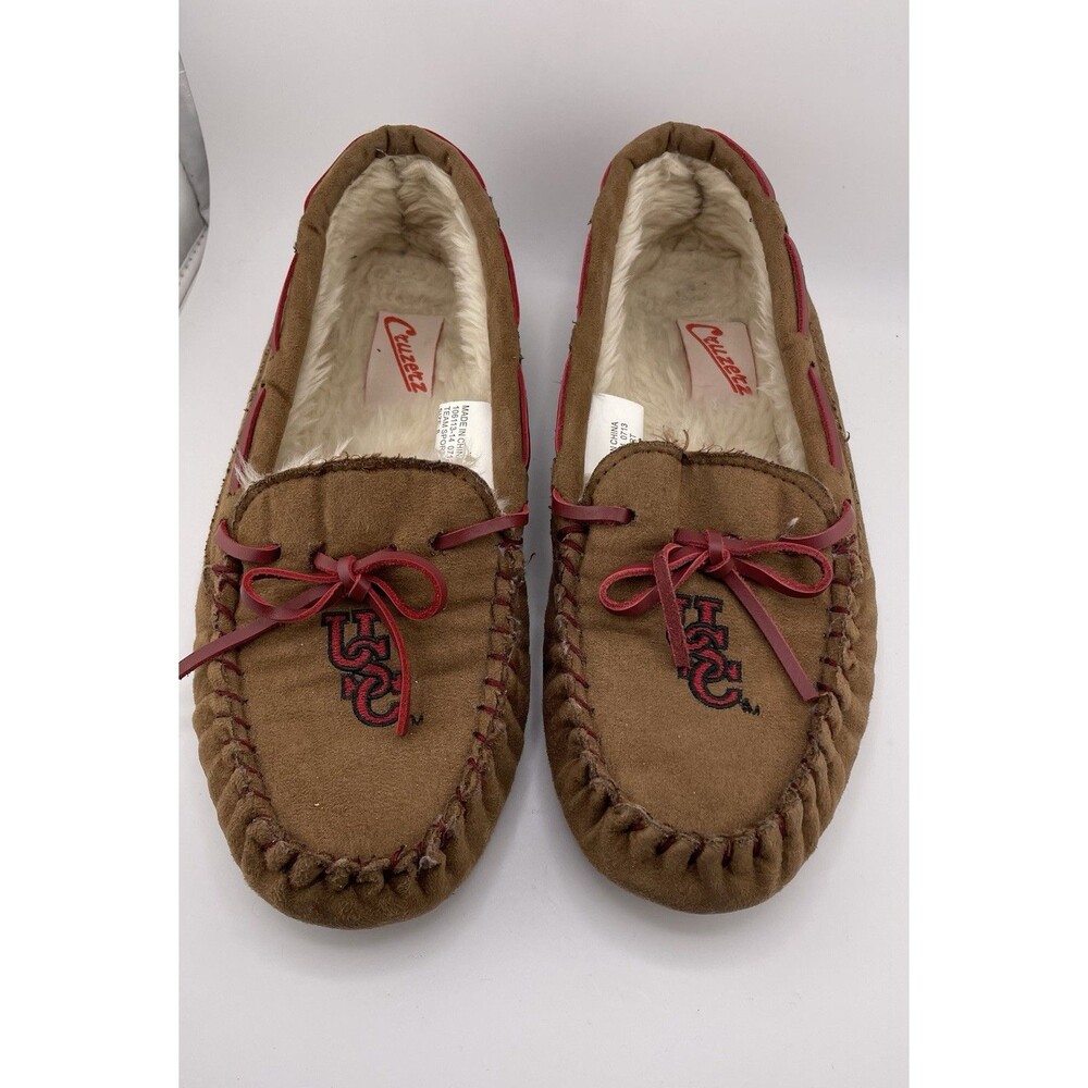 USC Moccasin Slippers Women Size 8 Brown Suede Lined Team Sports
